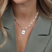Leo Necklace - Zodiac Sign with Paperclip Chain [Sterling Silver]