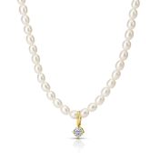 Pearl Serenity Necklace With a Diamond [18K Gold Plated]
