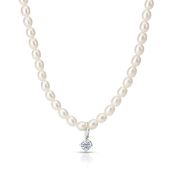 Pearl Serenity Necklace With a Diamond [Sterling Silver]