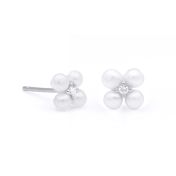 Four Leaf Pearl Clover Earrings [Sterling Silver]