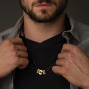 Personalisierte Schwarze Kubanische Kette mit Nano Bibel [750er Gold Vermeil]