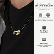Personalisierte Schwarze Kubanische Kette mit Nano Bibel [750er Gold Vermeil]