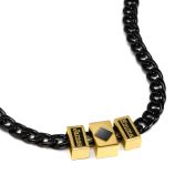 Personalisierte Schwarze Kubanische Kette mit Nano Bibel [750er Gold Vermeil]