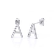 Talisa Initial Earrings with Diamonds [Sterling Silver]