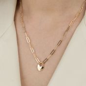 Ties Of The Heart Initials Paperclip Necklace with Diamond [18K Gold Vermeil]
