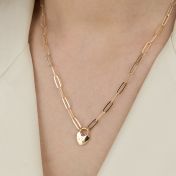 Ties Of The Heart Initials Paperclip Necklace with Diamond [14 Karat Gold]