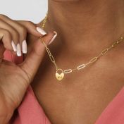 Ties Of The Heart Initials Paperclip Necklace with Diamond [14 Karat Gold]