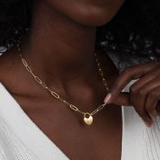 Ties Of The Heart Initials Paperclip Necklace with Diamond [14 Karat Gold]