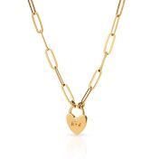 Ties Of The Heart Initials Paperclip Necklace with Diamond [14 Karat Gold]