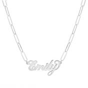 Paperclip Style Glam Name Necklace [Sterling Silver]