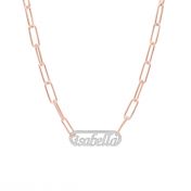 Collar con Nombre Estilo Clip [Plata de Ley / Cadena Bañada en Oro Rosa de 18K]