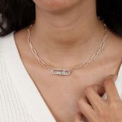 Paperclip Style Name Necklace [Sterling Silver / 18K Rose Gold Plated Chain]