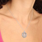 Personalized Snowflake Circle Necklace [Sterling Silver]