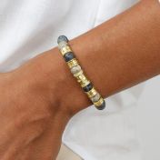 Cross Women Name Bracelet With Picasso Jasper Stones [18K Gold Vermeil]