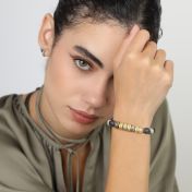 Picasso Jasper Women Name Bracelet with Diamonds [18K Gold Vermeil]