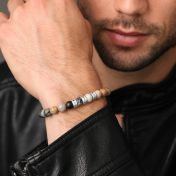 Namensarmband aus Picasso Jaspis mit Diamanten für Herren [Sterlingsilber]