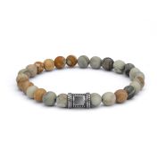 Picasso Jasper Women Bracelet with Nano Bible [Sterling Silver]