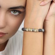 Picasso Jasper Women Name Bracelet with 0.20 ct Diamonds [18K Gold Vermeil]