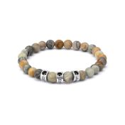 Picasso Jasper Men Name Bracelet with 0.20 ct Black Diamonds [Sterling Silver]