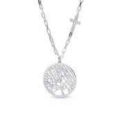 Precious Spot Map Necklace with Diamond Cross [Sterling Silver]