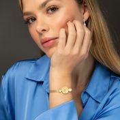 Beliebter Ort Graviertes Kartenarmband mit Milanaise Kette [750er Gold Vermeil]
