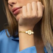 Beliebter Ort Graviertes Kartenarmband mit Milanaise Kette [750er Gold Vermeil]