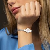 Beliebter Ort Graviertes Kartenarmband mit Milanaise Kette [Sterlingsilber]