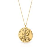 Wertvoller Ort Gravierte Karte Halskette [750er Gold Vermeil]