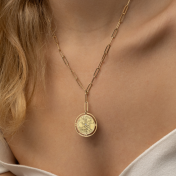 Stylische Beliebter Ort Gravierte Karten Halskette [750er Gold Vermeil] 