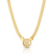 Bijzondere Vlek Kaart Ketting met Milanese Ketting [18K Goud Verguld]