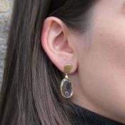 Oval Black Rutile Earrings [18K Gold]