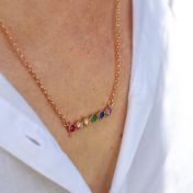 Regenbogen Talisa Sterne Geburtsstein-Halskette Horizontal [750er rosévergoldet]