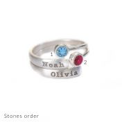 Rays of Light Name and Birthstone Rings [Sterling Silver]