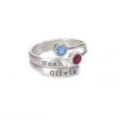 Rays of Light Name and Birthstone Rings [Sterling Silver]