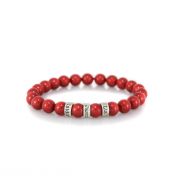 Serene Red Colored Jade Women Name Bracelet [Sterling Silver]