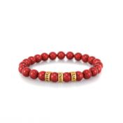 Bracelet en Jade Rouge avec Prénoms pour Femme [Plaqué Or 18ct]