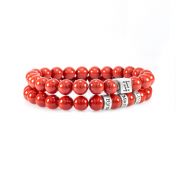 Classic Red Colored Jade Women Bracelet [Sterling Silver]