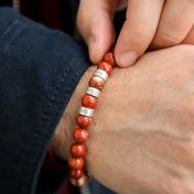 Bracelet Jaspe Rouge avec Prénoms pour Homme