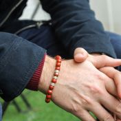 Bracelet Jaspe Rouge avec Prénoms pour Homme