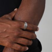 Rolling Waves Spinner Ring For Men - Sterling Silver
