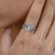 Ocean Waves Birthstone Ring [Sterling Silver]