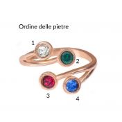 Anello Radici d'Amore - 2 Pietre di Nascita [Placcato Oro Rosa 18kt]