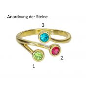 Liebeswurzeln Ring - 3 Steine [750er vergoldet]