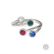Roots Of Love Ring - 4 Birthstones [Sterling Silver]