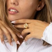 Levendige Kaart Zegel Ring [18K Goud Vermeil]