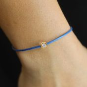 Scarlet Diamond Bracelet - Blue Cord [14 Karat Gold]