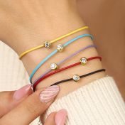 Scarlet Diamond Bracelet - Turquoise Cord [14 Karat Gold]