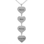 Set of Hearts Name Necklace [Sterling Silver]