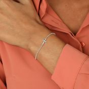 Bracelet Croix Horizontale à Chaîne Rolo [Argent 925]