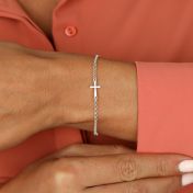Sideways Cross Rolo Chain Bracelet [Sterling Silver]